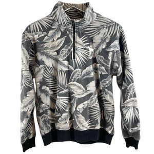 PINK Sweater Floral Long Sleeve Half-Zip Pullover Mock Neck